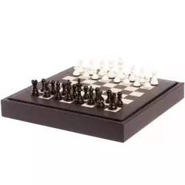 Exclusive Buffalo Brown leather chess Set